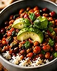 Grass-Fed Beef Chili Bowl: beef and bean chili over cilantro-lime rice